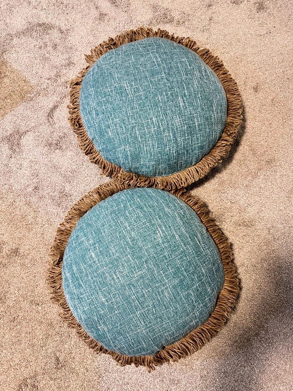 Martha Stewart Blue & Brown Set Accent Pillows Jute Woven Turquoise Tan